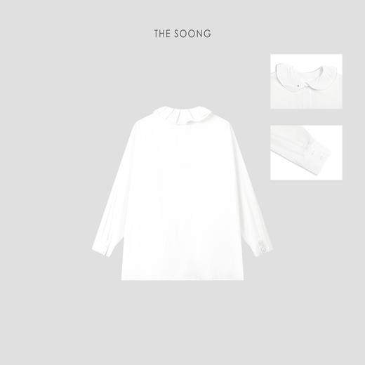 THESOONG"鱼骨衬衫"匹马棉亚麻12针鱼丝线白色衬衫外套8660 商品图3
