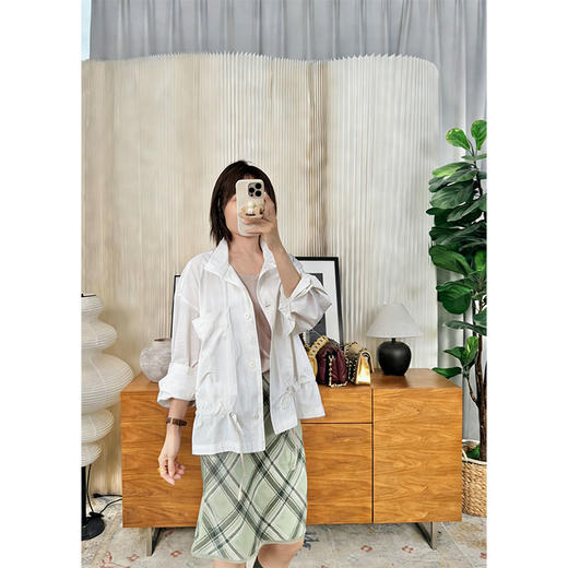 成长加法 本季蕞流行！春夏立领shacket 棉亚麻混纺立领外套 衬衫+外套二合一 腰间可调节松紧 商品图1