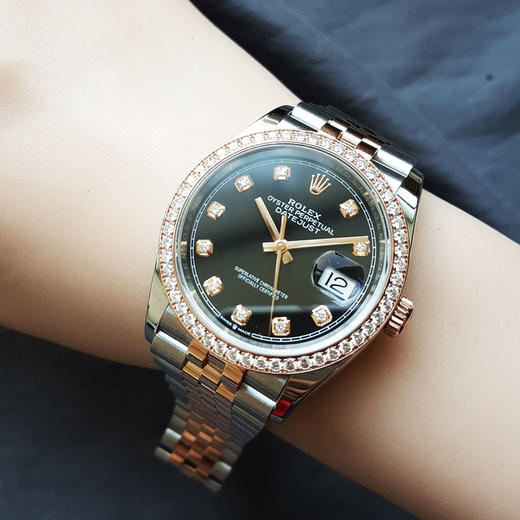 【95新】ROLEX 劳力士126281RBR-0007天文台认证自动机械机芯日期显示36MM（中性款）日志型系列蚝式钢/18k玫瑰金表圈镶嵌原厂钻石120226AK47 商品图8