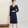 剩S 芳外秋季气质收腰显瘦中长裙子打底裙V领优雅长袖连衣裙女 商品缩略图0