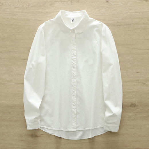 原单货！2026精梳棉纯棉衬衫！女春秋新款圆领长袖百搭文艺打底衬衣！ 商品图2