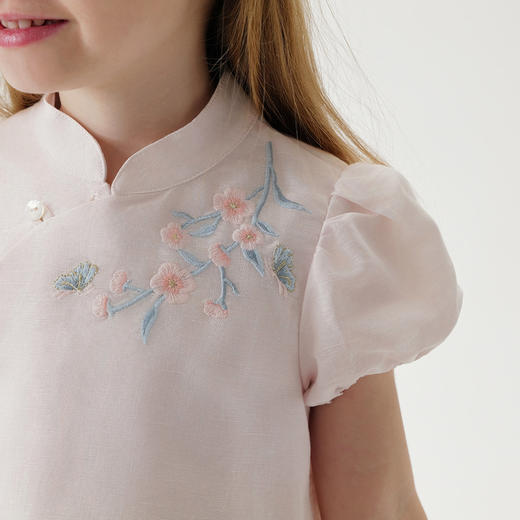 【透气亚麻】马克珍妮诗意江南女童网纱旗袍套装2026年夏装新款561039 商品图2