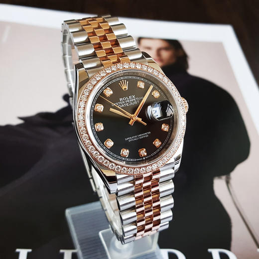 【95新】ROLEX 劳力士126281RBR-0007天文台认证自动机械机芯日期显示36MM（中性款）日志型系列蚝式钢/18k玫瑰金表圈镶嵌原厂钻石120226AK47 商品图3