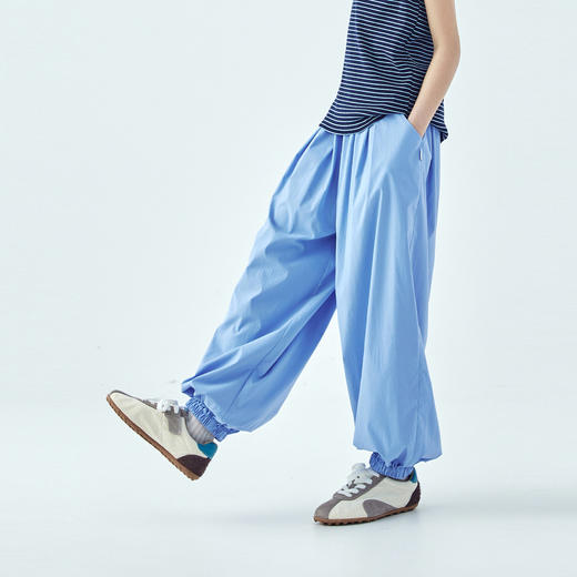 棵初26年夏季新款中大女童宽松束脚长裤双线格肌理亲肤透气休闲裤 商品图2