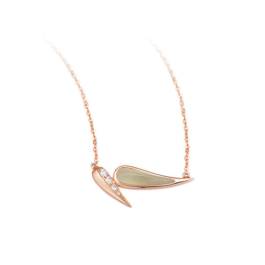 ［东方幸趣］18K符山石镶钻项链#篁竹 商品图0