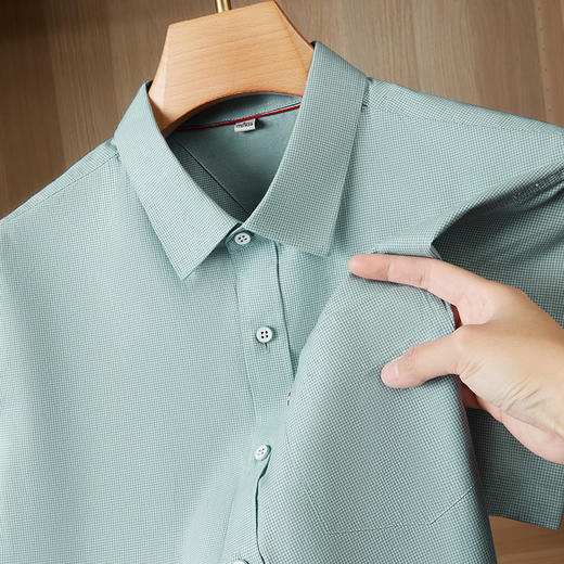 【DKP】【莱赛尔】大依优型大码男装翻领格子衬衫短袖商务休闲百搭上衣 商品图4