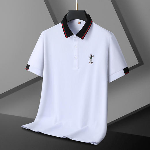【DWP】大依优型大码男装夏季冰丝短袖POLO衫商务休闲拼色百搭上衣T恤 商品图2