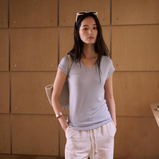 SPLELED 蚕丝羊毛蛋领T 9973 美利奴羊毛+兰精天丝+桑蚕丝 云柔般触感 细腻柔软 顺滑亲肤透气 商品图4