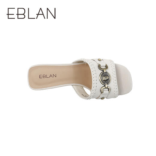 伊伴2026夏季中古老钱风大针脚穿编粗跟凉拖B26396650 商品图2