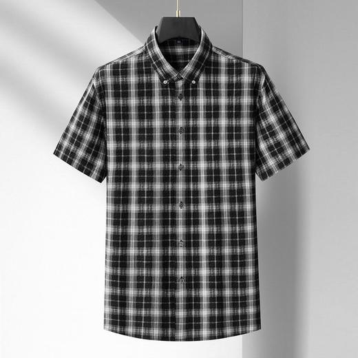 【DM】【纯棉】大依优型大码男装夏季格子短袖衬衫商务休闲百搭上衣T恤 商品图1