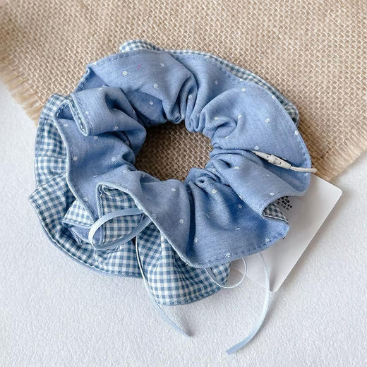 小清新~韩国牛仔大肠发圈格纹头绳女个性时尚丸子头皮筋马尾发绳发圈-纪念日百货门店同款169647846 商品图4