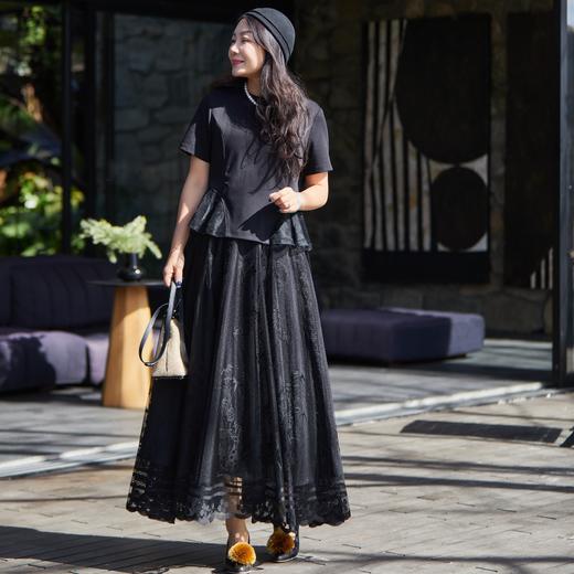 【林栖设计小店】凉风荷语|手钩贝壳牌多色桑蚕丝蕾丝飞片2026夏新款T恤1962184 商品图2