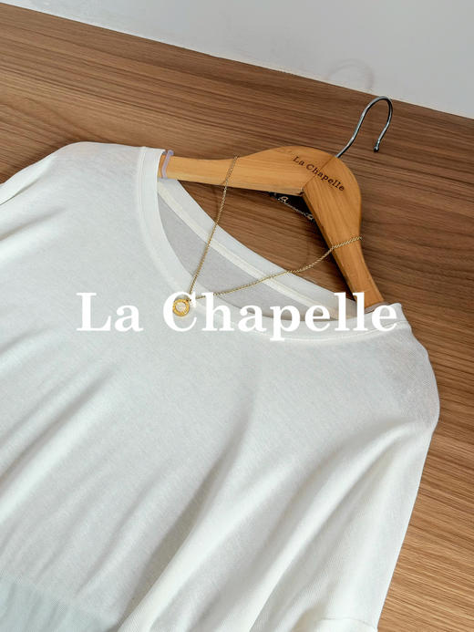 专柜实拍【天丝索罗娜】拉夏贝尔/La Chapelle绵羊毛+莱赛尔！凉感透气慵懒风圆领长袖T恤 商品图6