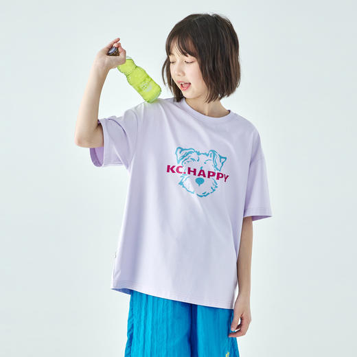 棵初26年夏季新款中大女童小狗印花凉感T恤7A抗菌UPF50+防晒短袖 商品图4