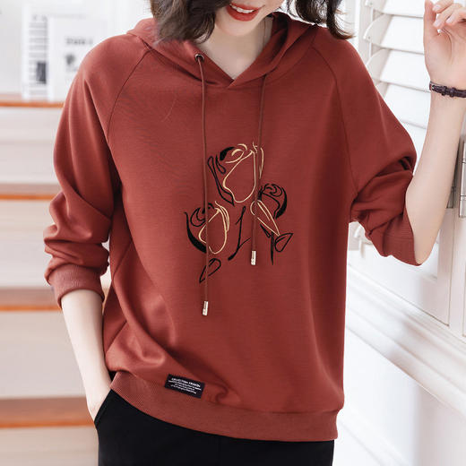 大码卫衣女春秋薄款2026年新款爆款胖mm女装中年妈妈女士连帽上衣 商品图2