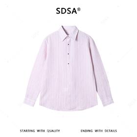SDSA男装2026新款高贵轻奢时尚简约撞色竖纹长袖衬衫百搭宽松衬衣