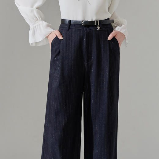 芳外新款休闲百搭阔腿裤宽松条纹高腰休闲裤女8T24AH0010 商品图4