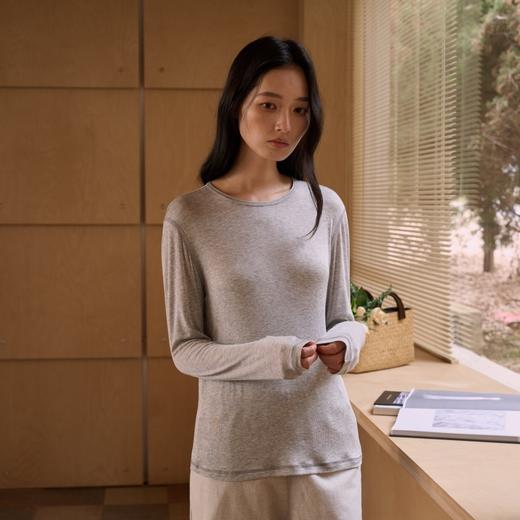 老米优品🎈一件会“呼吸”的天丝长袖，轻薄软糯，好品质基础款！《 蚕丝羊毛圆领T》美利奴羊毛+兰精天丝+桑蚕丝 韩系针缝工艺 温润细腻 超有质感！ 商品图8