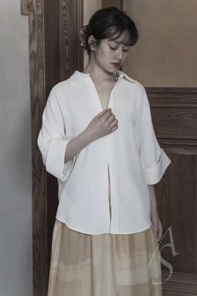 Mark Kenly Domino Tan 26SS 奶油白绉纱BAILEE两穿上衣