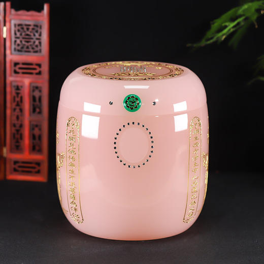 粉琉璃骨灰坛阿弥陀佛般若波罗蜜多心经骨灰桶20*20cm 商品图0