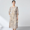 桑蚕丝新中式晕染提花真丝连衣裙，圆领轻奢贵气裙子SM-1682501803 商品缩略图1