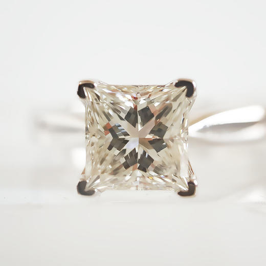 【天然正品】AU585白金经典时尚四爪款公主方形1.51克拉钻石戒指15号（戒圈可改）070326NJS04 商品图6