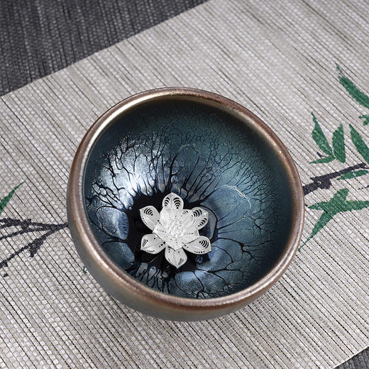 子佩集S990【深海绘卷】摆件【FP026】纯银茶具花丝建盏茶杯品茗杯2508 商品图4