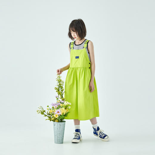 棵初26年夏季新款中大女童工装风尼龙背带裙轻盈可调节肩带A字裙 商品图1