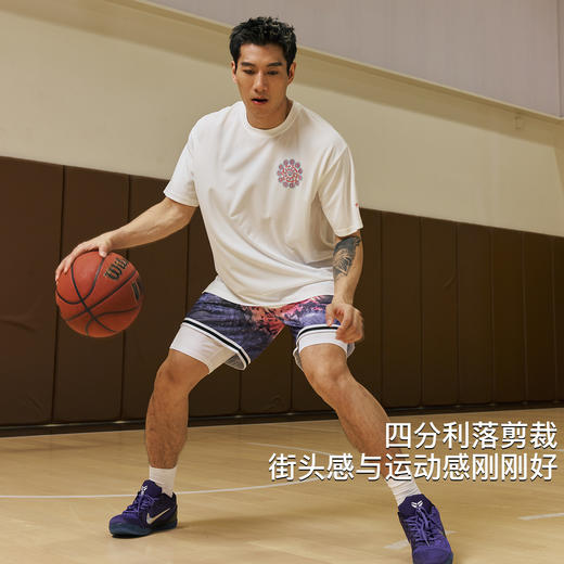 录士LUSHISI星浮主题美式四分短裤 数码印花吸湿排汗透气篮球裤男 商品图4