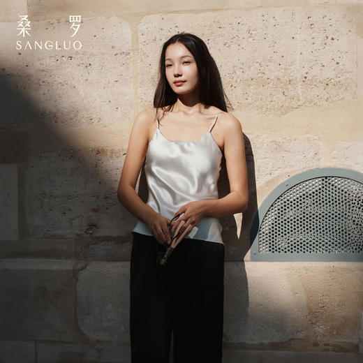 桑罗吊带背心自带胸垫基础宽松桑蚕丝法式性感打底内搭春夏必备 商品图0