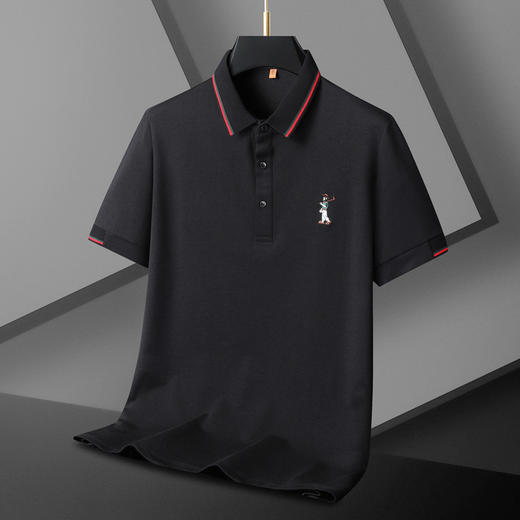 【DWP】大依优型大码男装夏季冰丝短袖POLO衫商务休闲拼色百搭上衣T恤 商品图1