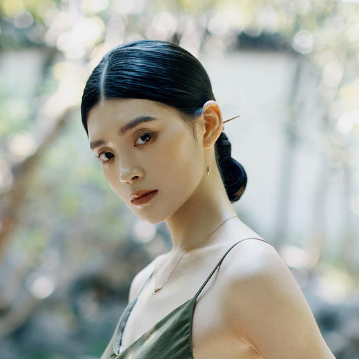 ［东方幸趣］18K金符山石镶钻耳饰#篁竹 商品图3