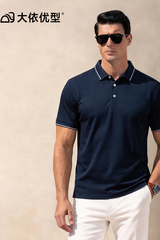 【桑蚕丝亚麻】【DKP】大依优型大码男装夏季棉质短袖POLO衫商务休闲上衣 商品图5