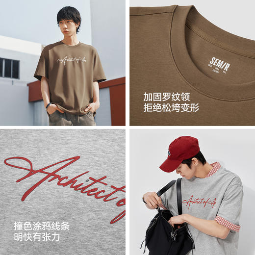 森马短袖T恤男夏季潮流手绘字母印花针织衫2026新款宽松圆领上衣 商品图2