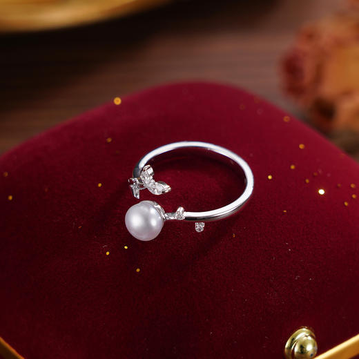 子佩集【叶柔】S925银珍珠戒指【JL071203】珍珠叶子锆石2509 商品图3