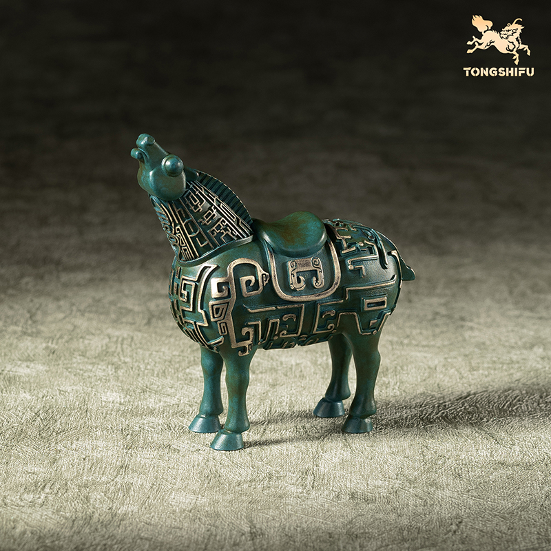 铜师傅 陕西历史博物馆系列《彩绘啸马铜摆件》青铜摆件