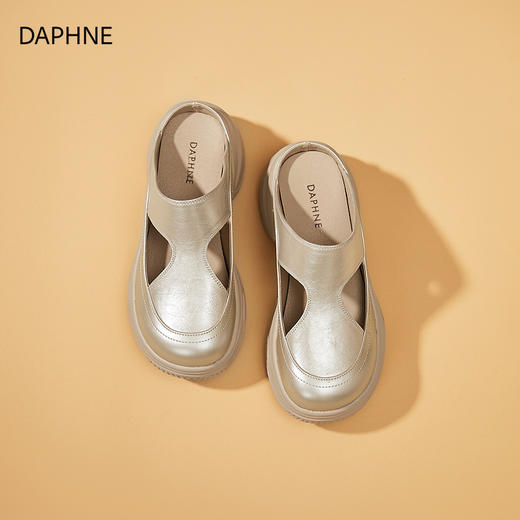 达芙妮厚底包头拖鞋女款2026新款夏季懒人 穆勒半拖鞋镂空沙滩凉鞋2501259 商品图3