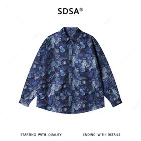 SDSA男装2026新款高贵轻奢时尚重工撞色提花长袖衬衫百搭宽松衬衣
