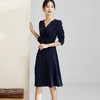 剩S 芳外秋季气质收腰显瘦中长裙子打底裙V领优雅长袖连衣裙女 商品缩略图2
