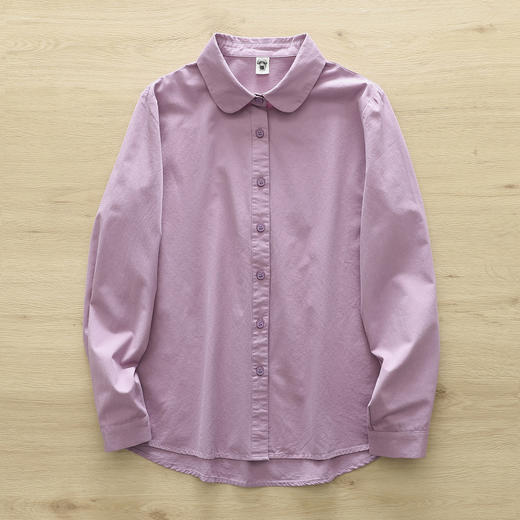 原单货！2026精梳棉纯棉衬衫！女春秋新款圆领长袖百搭文艺打底衬衣！ 商品图3