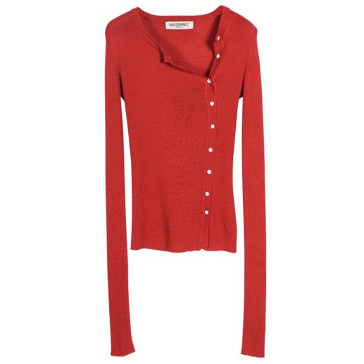 剩L 米思阳2026秋款新款红色洋气修身显瘦内搭长袖羊毛针织开衫女0938 商品图4