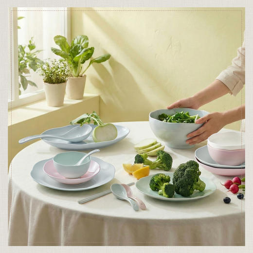 【玛戈隆特】荷塘月色餐具套装骨瓷奶油风简约家用结婚送礼乔迁礼物装 商品图3