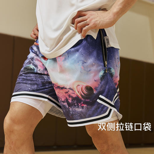 录士LUSHISI星浮主题美式四分短裤 数码印花吸湿排汗透气篮球裤男 商品图2