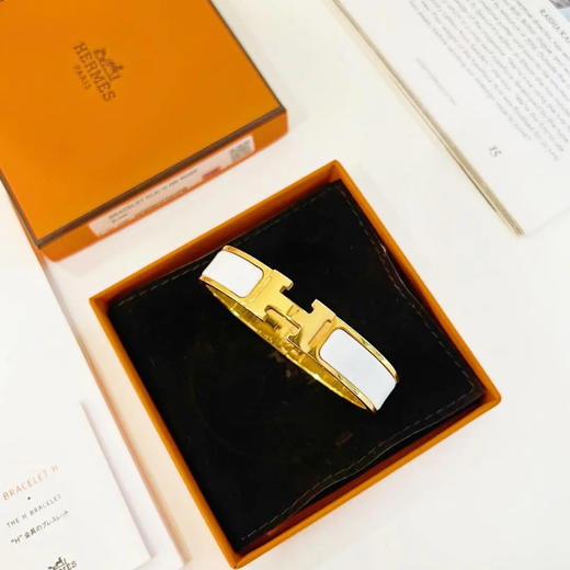 爱马仕 H 白金色 珐琅 手镯 商品图0