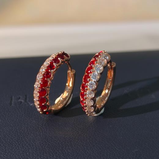 好运buff叠满~草莓奶昔红宝耳扣（非质量问题不退换）更多美图群内见 详询烧饼 银镀金珠宝 商品图0