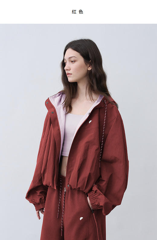 【秒杀价已调 直接拍】半圆原创 女装 春季 新款 短箱版型 连帽抽绳松弛廓形结构感外套 商品图2