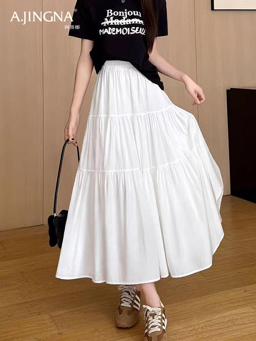 【飘逸灵动】阿菁娜春夏高腰拼接褶皱多层蛋糕裙A字裙F31C213009 商品图1