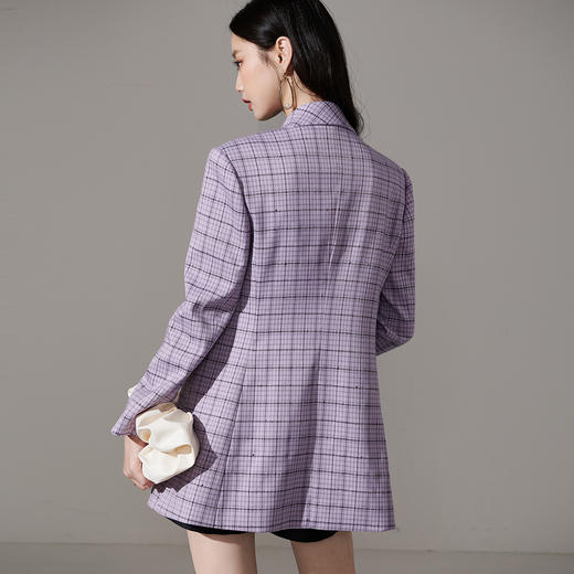 剩S/M/L 芳外新款格纹西服时尚百搭通勤外套女8T23AX0002 商品图4