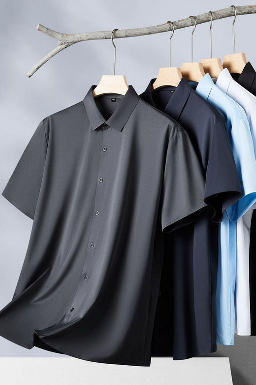 【DM】大依优型大码男装夏季封口短袖衬衫弹力商务休闲上衣T恤350斤可穿 商品图5