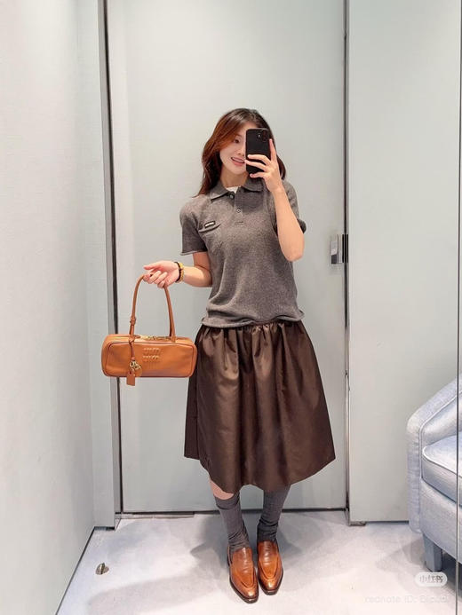 314-4 独家圆正 miu小徽标 羊绒 polo领 短袖针织 我穿42 商品图6